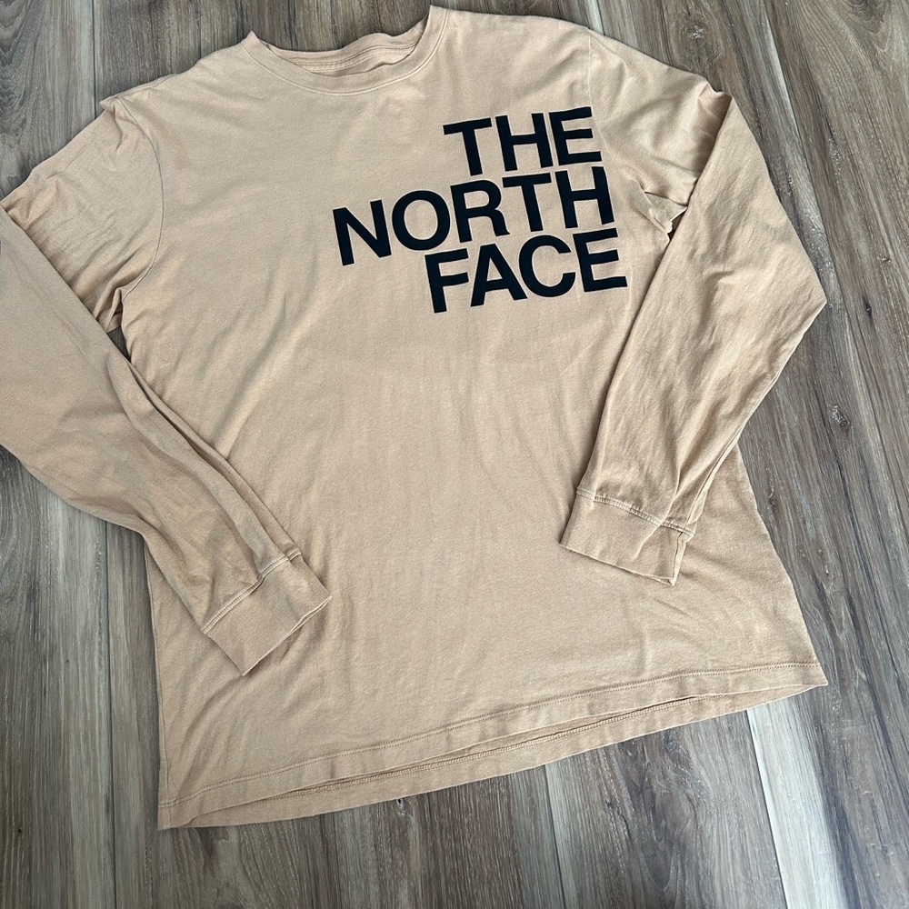 The North Face Mens Brand Proud Large Long Sleeve T-shirt Almond Butter/Black